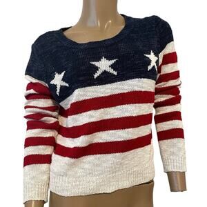 Rebellious One stars and stripes flag print sweater medium SP 7038
